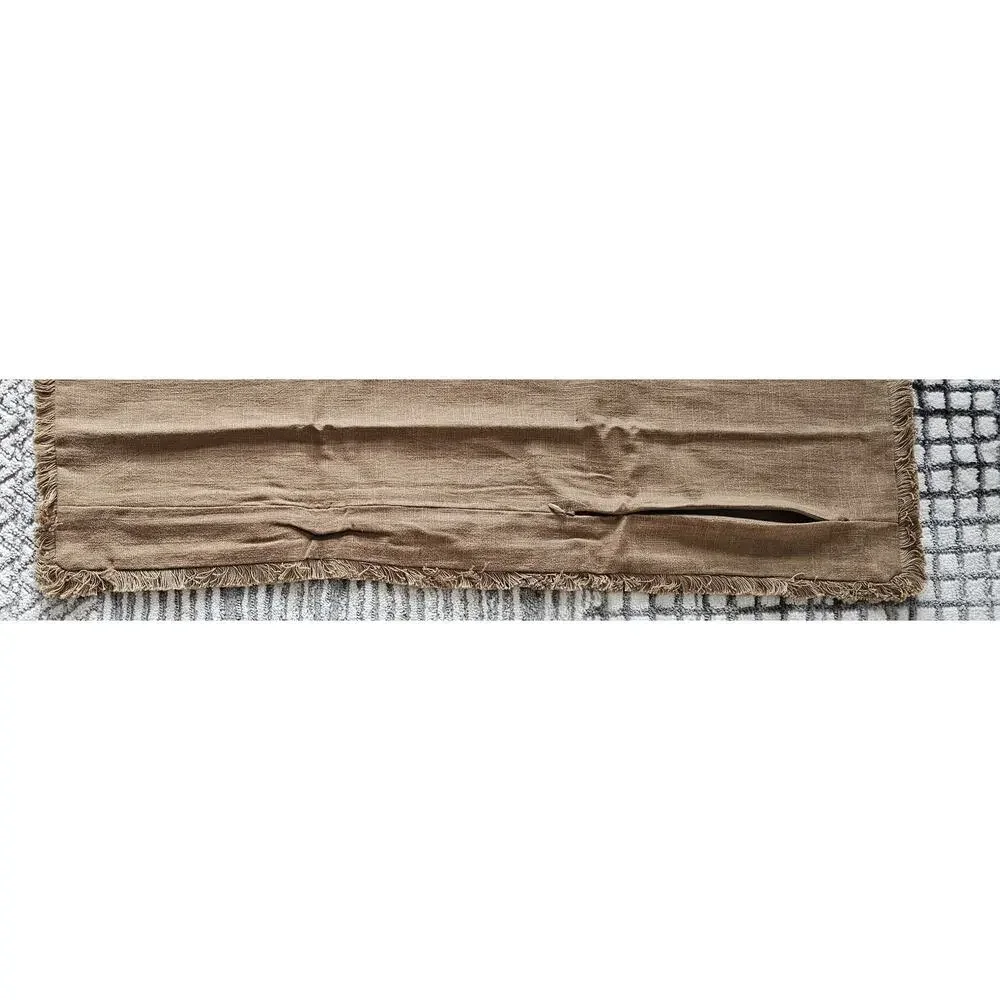 FOINDTOWER 18x18 Throw Pillow Cover Fringe Linen Blend Khaki Decorative Cushion